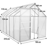 Zelsius Gewächshaus Aluminium Gewächshaus SET, 310 x 190 cm, inkl. Fundament, 6mm Platten, BxTxH: 190 x 310 x 190 cm