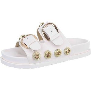 Ital-Design Damen Mules Freizeit Pantolette (86706542) Flach Pantoletten in Weiß