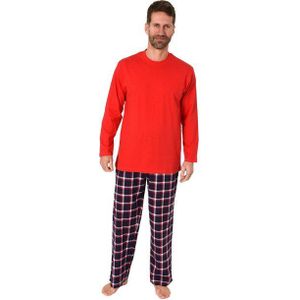 Normann Pyjama Herren Schlafanzug lang, Pyjama mit Flanell-Hose in Karo-Optik