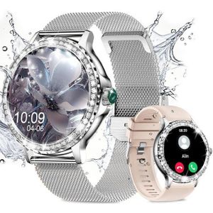 BRAIDOL Smartwatch, Fitness Tracker Uhr für Damen mit Anruffunktion Smartwatch (3.3 cm/1,3" HD Full FarbbildschirmTouch Zoll) Diamant Damen Stahl Smartwatch,2 Austauschbare Armbänder, IP68 Wasserdicht Fitness Tracker Smart Watch, Frauengesundheit,Blutsauerstoff,Herzfrequenz,Blutdruckmessung usw