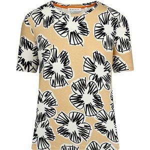BICALLA T-Shirt Shirt mit Blüten-Print in Sand/Schwarz (1-tlg)