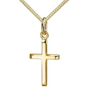 JEVELION Kreuzkette Kreuzanhänger 333 Gold - Made in Germany (Goldkreuz, für Damen und Kinder), Mit Kette vergoldet- Länge wählbar 36 - 70 cm oder ohne Kette.