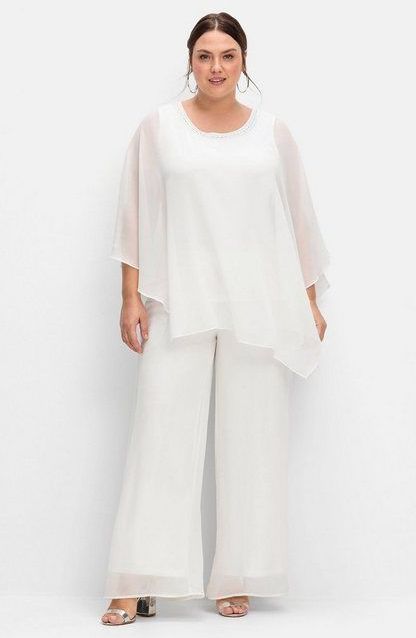 Sheego Schlupfhose Große Größen mit Chiffon im Lagenlook, gefüttert