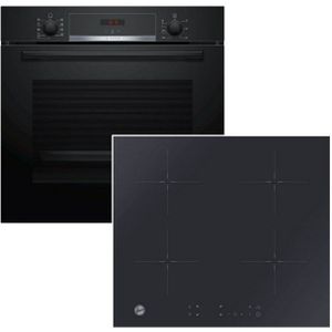BOSCH Backofen-Set EcoClean Teleskopauszug + Hoover Induktionskochfeld rahmenlos Wifi