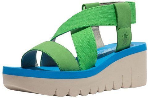 Fly London Sandalen Leder/Textil Keilsandalette