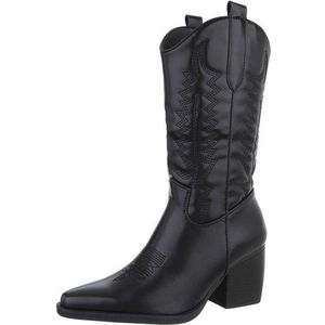 Ital-Design Damen Cowboyboots Western Westernstiefel (87379003) Blockabsatz Stiefel in Schwarz