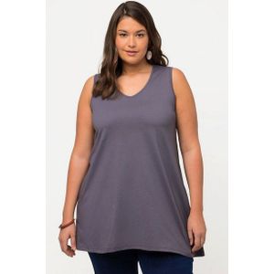 Ulla Popken Longshirt Longtop Naturfärbung A-Linie V-Ausschnitt ärmellos