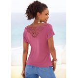 Vivance Kurzarmshirt mit Häkelspitze am Rücken aus weichem Viskose-Stretch