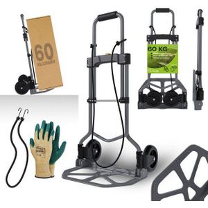 TroniTechnik Sackkarre Transportkarre Handkarre Handwagen, klappbar bis 60kg Tragfähigkeit, (Transportkarre mit Tragegriff, rutschfeste Transportfläche, BxTxH 38x37x96cm, mit Spanngummiseil für sicheren Transport), faltbar, Transportkarre, mit Schaumstoffgriff
