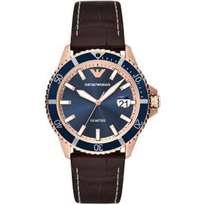 Emporio Armani Quarzuhr AR11556, Armbanduhr, Herrenuhr, Datum, analog, Lederarmband