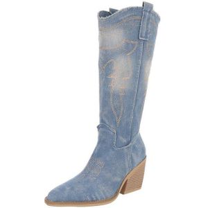Ital-Design Damen Cowboyboots Western Sommerboots (88843838) Blockabsatz Stiefel in Hellblau