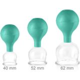 pulox Vakuum-Massager Schröpfgläser Set aus Echtglas 3 Stück diverse Größen groß Grün