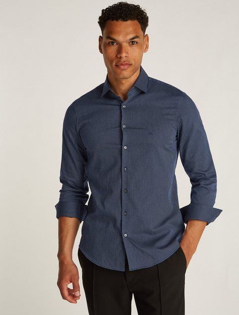 Calvin Klein Businesshemd BUSINESS STRIPE SLIM SHIRT mit Logoprint