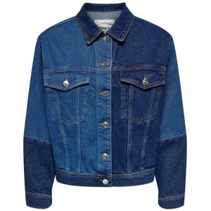 ONLY Jeansjacke Colour Block Jeansjacke Langarm Denim Übergang Basic Vintage ONLKIM ONLKIM COLOUR BLOCK JACKET DNM