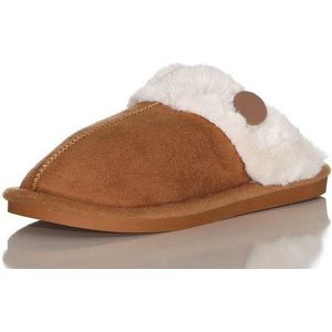 CLEO STYLE Damen Hausschuhe 611 38-39 Braun Plüsch Hausschuhe