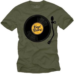 MAKAYA T-Shirt Herren Vintage Schallplatte Hip Hop Musik Retro Rap Motiv Männer mit Druck