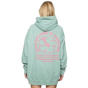 Worldclassca Hoodie Worldclassca Oversized FLOWER Print Hoodie Kapuzenpullover Sweatshirt HAVE THE TIME OF YOUR LIFE