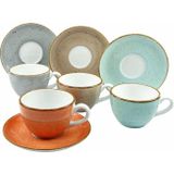 CreaTable Tasse Tassen Set VINTAGE NATURE, Porzellan, 4 Kaffeetassen, 4 Untertassen