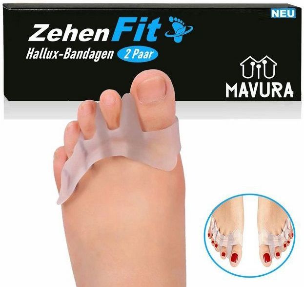 MAVURA Hallux-Bandage ZehenFit Zehenspreizer Zehentrenner Silikon Hallux Valgus, Zehen Trenner Spreizer, Korrektur Zehenbandage Zehenkorrektur [2 Paar]
