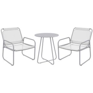 Outsunny Balkonset 3tlg. Bistro-Set, Balkonmöbel-Set inkl. 1 Tisch, 2 Stühlen, (Gartensitzgruppe für Garten, Terrasse, 3-tlg., Gartenmöbel-Set), Mesh, Hellgrau