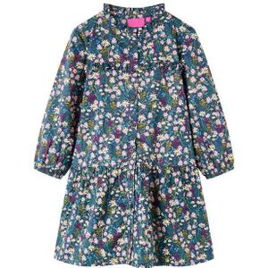 vidaXL Druckkleid Kinderkleid mit Langen Ärmeln Dunkelblau 116