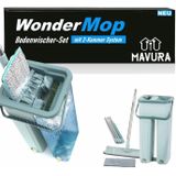 MAVURA Wischmopp WonderMop Profi Bodenwischer Set - Wischmop mit Eimer, Mikrofaser-Mopp, und 2-Kammer Auswringfunktion, - Effektive Reinigung von Böden und Oberflächen