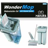 MAVURA Wischmopp WonderMop Profi Bodenwischer Set - Wischmop mit Eimer, Mikrofaser-Mopp, und 2-Kammer Auswringfunktion, - Effektive Reinigung von Böden und Oberflächen