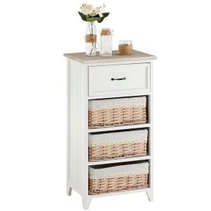 CARO-Möbel Kommode PROVENCE, Kommode PROVENCE Sideboard Schrank für Flur weiß mit 3 Körben Landhaus