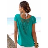 LASCANA Strandshirt mit Spitzeneinsatz, T-Shirt, lockere Passform, casual-chic