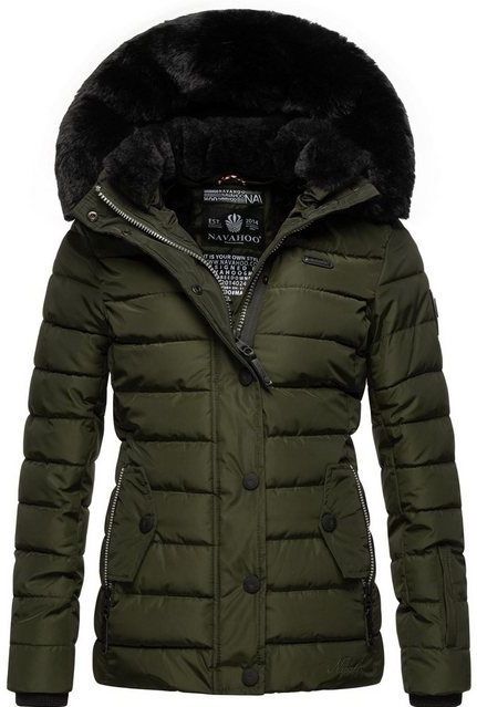 Navahoo Steppjacke Milianaa Edle Winterjacke mit weicher Kunstfell-Kapuze