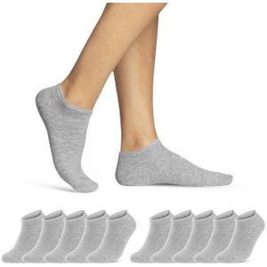 sockenkauf24 Sneakersocken 10, 20, 30 Paar Sneaker Socken Damen & Herren Schwarz Weiß Grau (Grau, 10-Paar, 39-42) Baumwolle - 16900 WP
