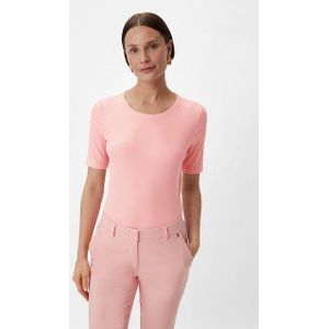 Comma Kurzarmshirt Geripptes T-Shirt mit Rundhalsausschnitt