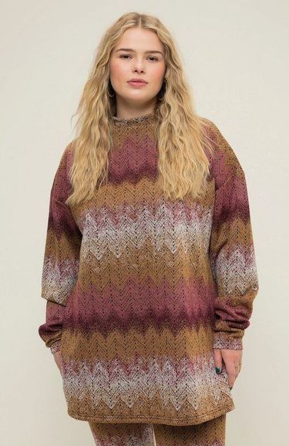 Studio Untold Sweatshirt Longsleeve oversized Glitter Zackenstreifen