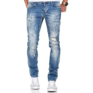 REPUBLIX Gerade Jeans RYDEL Herren Männer Regular Straight Fit Destroyed Jeans Hose