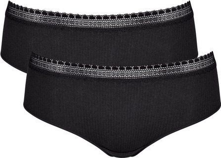 sloggi Slip GO Ribbed R Hipster C2P (2er Pack) weiche Rippware mit Spitzenbesatz