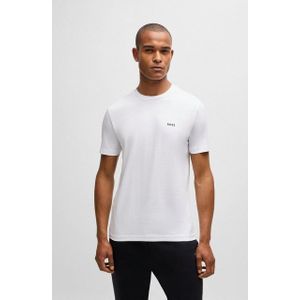 BOSS GREEN Rundhalsshirt Tee mit gummiertem Kontrast-Logo