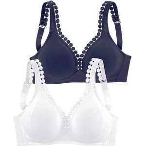 petite fleur Soft-BH (Packung, 2 Stück) ohne Bügel, mit dekorativer Zierkante