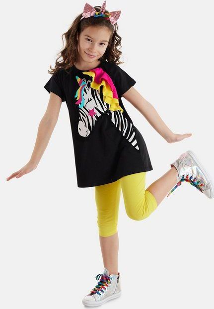 Denokids Hausanzug Zebracorn (2 tlg) mit Einhorn-Zebra Print