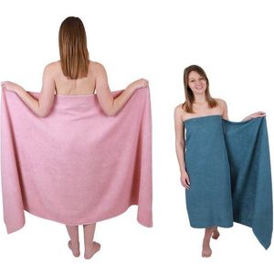 Betz Badetuch Stück Badetücher groß XXL Berlin 100 x 200 cm Badetuch Saunatuch, 100% Baumwolle (2 Stück, 2-St), Farbe Lotus-taubenblau