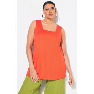 Ulla Popken Longtop Top Rippjersey A-Linie Caree-Ausschnitt ärmellos