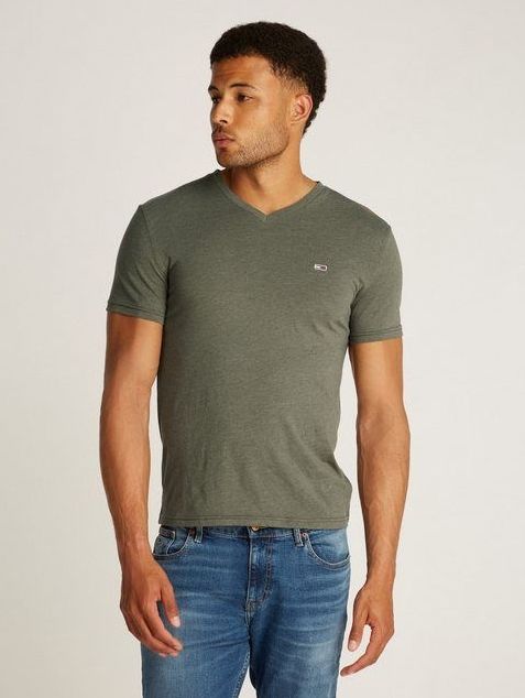 Tommy Jeans T-Shirt TJM XSLIM JASPE VNECK TEE EXT in Melange-Optik