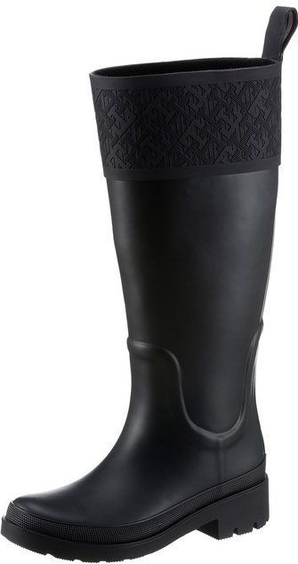 Tommy Hilfiger RUBBER LONG BOOT MONOGRAM Gummistiefel, Blockabsatz, Schlupfstiefel, Outdoorstiefel, Monogramm-Print