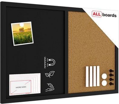 ALLboards Tafel Kombitafel Kork / schwarz magnetisch Holzrahmen schwarz lackiert