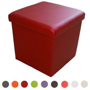 Natsen Sitzhocker mit Stauraum faltbare Sitzwürfel (Sitztruhe aus Kunstleder, 38 x 38 x 38 cm Dunkelrot), gepolstert Sitzbank Fußhocker für Wohnzimmer Schlafzimmer