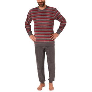 Normann Pyjama Herren Frottee Pyjama lang Schlafanzug mit Bündchen in Streifenoptik