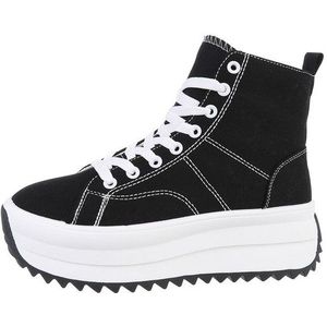 Ital-Design Komfortable Sneakers mit hoher Sohle und modischem Design Sneakerboots (85960099) Flach Sneakers High in Schwarz