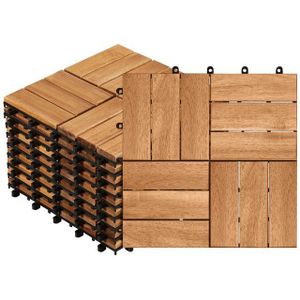 Yaheetech Holzfliesen, 10 St., Terrassenfliesen Balkonfliesen 30x30 cm Wetterfest