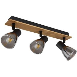 GLOBO LIGHTING Deckenspot, Leuchtmittel nicht inklusive, Deckenleuchte Spotlampe Spotleiste 3 Flammig Holz schwarz E14