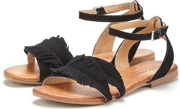 LASCANA Sommerschuh Sandale Sandalette, Sommerschuh aus Leder mit modischen Fransen