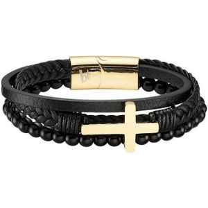 Bruno Banani Lederarmband Schmuck Geschenk Armband Kreuz, B4098B/20/00/1-21, B4098B/20/00/21, mit Achat